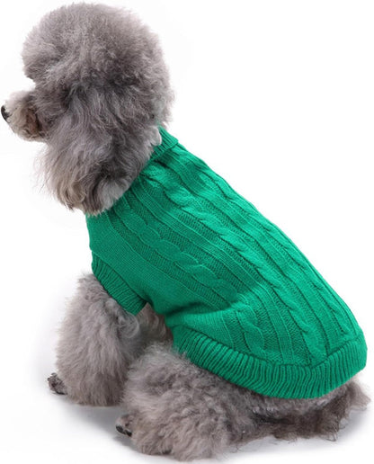 Knitted Small Dog Sweater, Turtleneck Pullover Warm Winter Puppy Clothes | Lightweight & Warm Knitted Winter Sweatshirt, Cold Weather Coat for Dog Girl & Boy, Cute Puppy Costume, Machine Washable