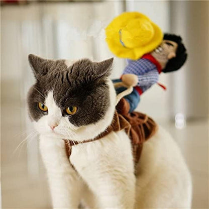 Halloween Cowboy Dog Cat Costume Clothes Novelty Funny Pets Party Cosplay Apparel Dog Riders Clothing (X-Large) | Cat Apparel,For Small Medium Dogs,Novelty,Funny,Pet Clothes,Party Dress Up,Costumes Suit,Vest
