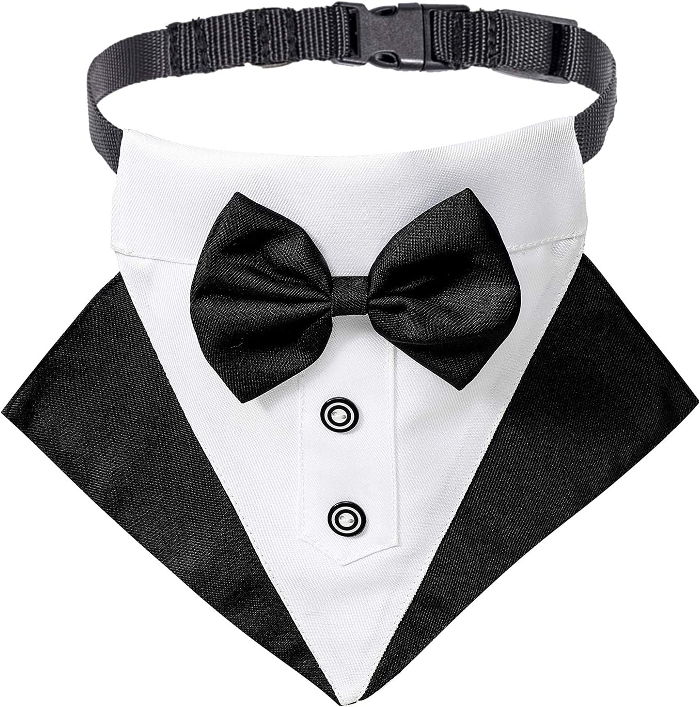 Dog Tuxedo Collar with Bow Tie, Wedding Dog Bandana, Black, Large | 3 Sizes, Adjustable Dog Bowtie Collar, Formal Dog Costume for Wedding Birthday, for Large Dogs
