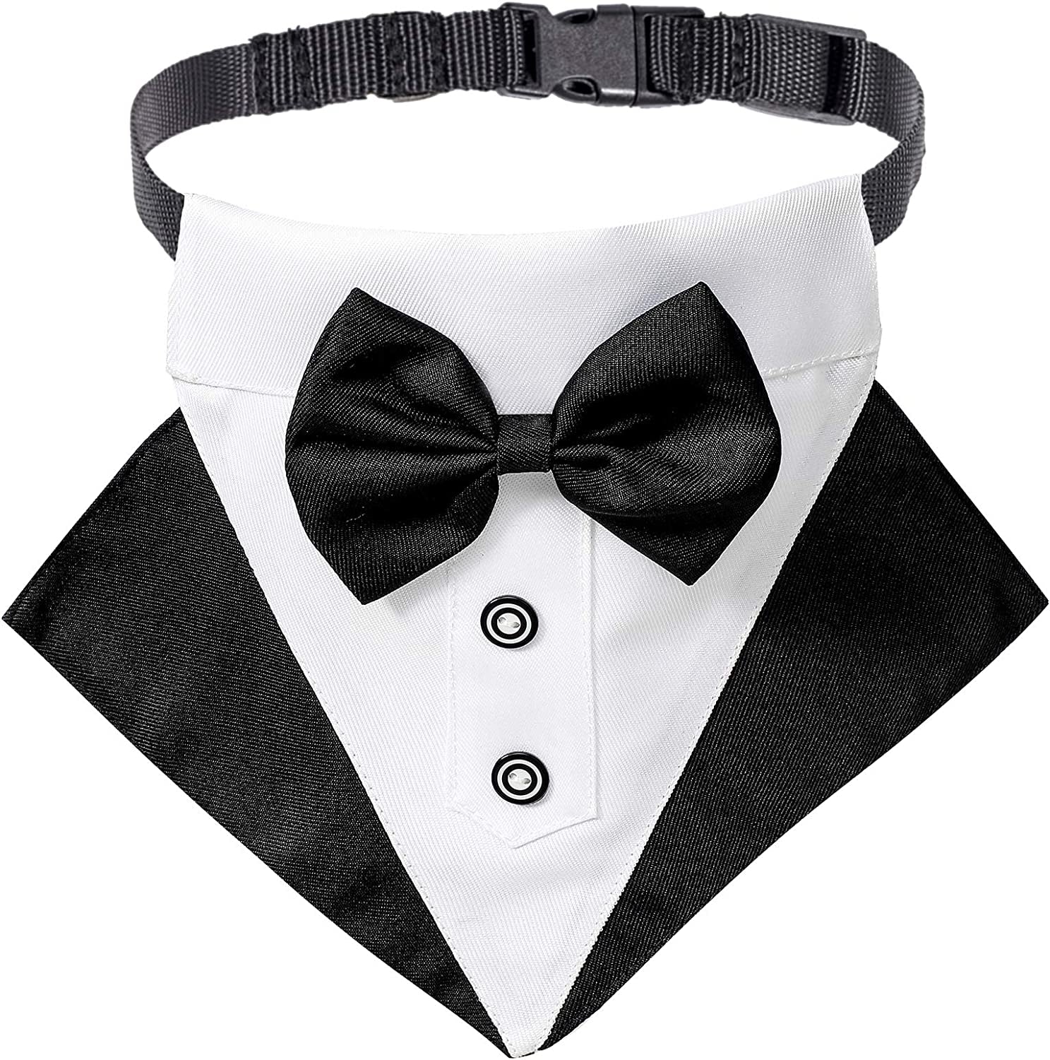 Dog Tuxedo Collar with Bow Tie, Wedding Dog Bandana, Black, Large | 3 Sizes, Adjustable Dog Bowtie Collar, Formal Dog Costume for Wedding Birthday, for Large Dogs
