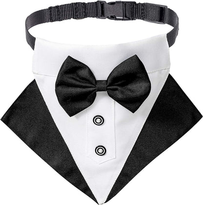 Dog Tuxedo Collar with Bow Tie, Wedding Dog Bandana, Black, Large | 3 Sizes, Adjustable Dog Bowtie Collar, Formal Dog Costume for Wedding Birthday, for Large Dogs