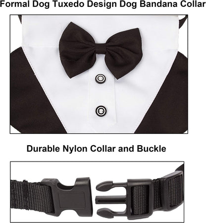 Dog Tuxedo Collar with Bow Tie, Wedding Dog Bandana, Black, Large | 3 Sizes, Adjustable Dog Bowtie Collar, Formal Dog Costume for Wedding Birthday, for Large Dogs