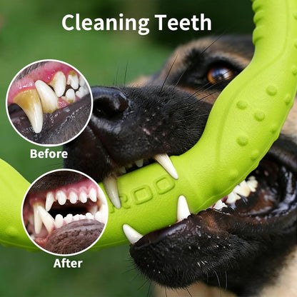 Dog Ring Toy, Durable Soft Flying Disc for Throwing Catching Grabbing, Water Floating Dog Training Fetch Ring for Medium Large Breeds, Outdoor (Green/11.8Inch)