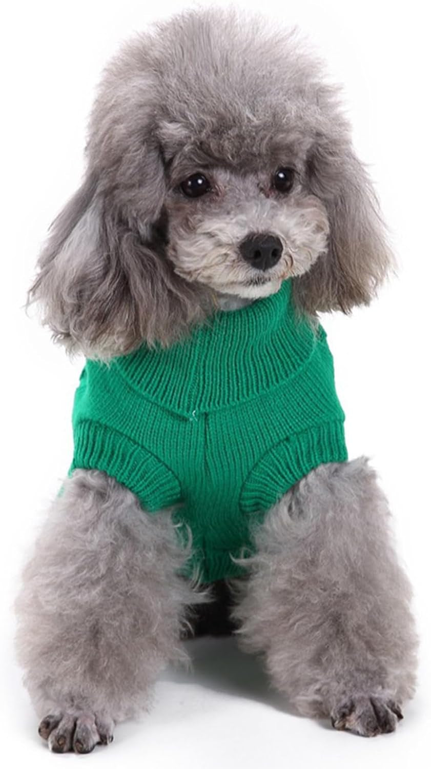 Knitted Small Dog Sweater, Turtleneck Pullover Warm Winter Puppy Clothes | Lightweight & Warm Knitted Winter Sweatshirt, Cold Weather Coat for Dog Girl & Boy, Cute Puppy Costume, Machine Washable