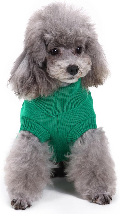 Knitted Small Dog Sweater, Turtleneck Pullover Warm Winter Puppy Clothes | Lightweight & Warm Knitted Winter Sweatshirt, Cold Weather Coat for Dog Girl & Boy, Cute Puppy Costume, Machine Washable