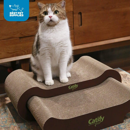Catify Corrugated Cardboard Cat Scratcher - Lounger I | Corrugated Cardboard, Double Sided Cat Scratching Pad, Indoor Furniture Protector, Durable, for Kittens and Cats,