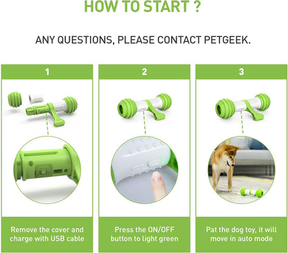 Interactive Dog Toys, Motion Activated Electronic Dog Toy Interactive Dog Bone Toys for Medium Large Dogs, USB Rechargeable Automatic Dog Toy for Boredom and Stimulating (Green)