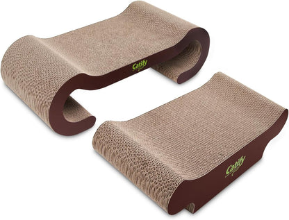 Catify Corrugated Cardboard Cat Scratcher - Lounger I | Corrugated Cardboard, Double Sided Cat Scratching Pad, Indoor Furniture Protector, Durable, for Kittens and Cats,