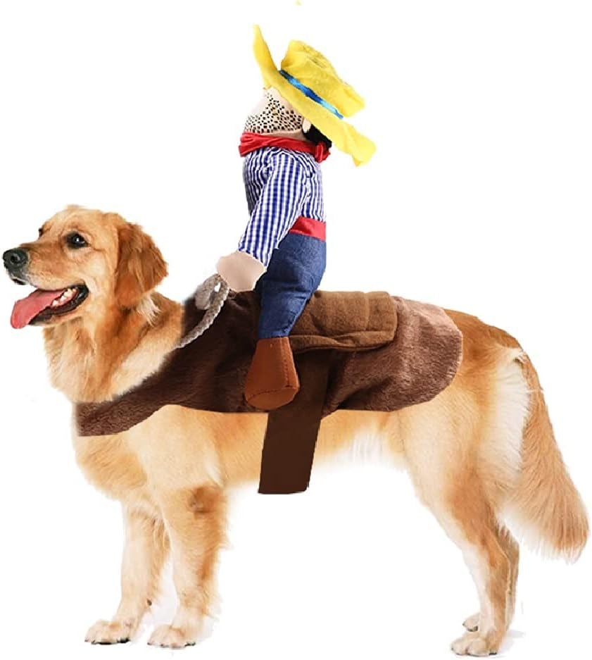 Halloween Cowboy Dog Cat Costume Clothes Novelty Funny Pets Party Cosplay Apparel Dog Riders Clothing (X-Large) | Cat Apparel,For Small Medium Dogs,Novelty,Funny,Pet Clothes,Party Dress Up,Costumes Suit,Vest