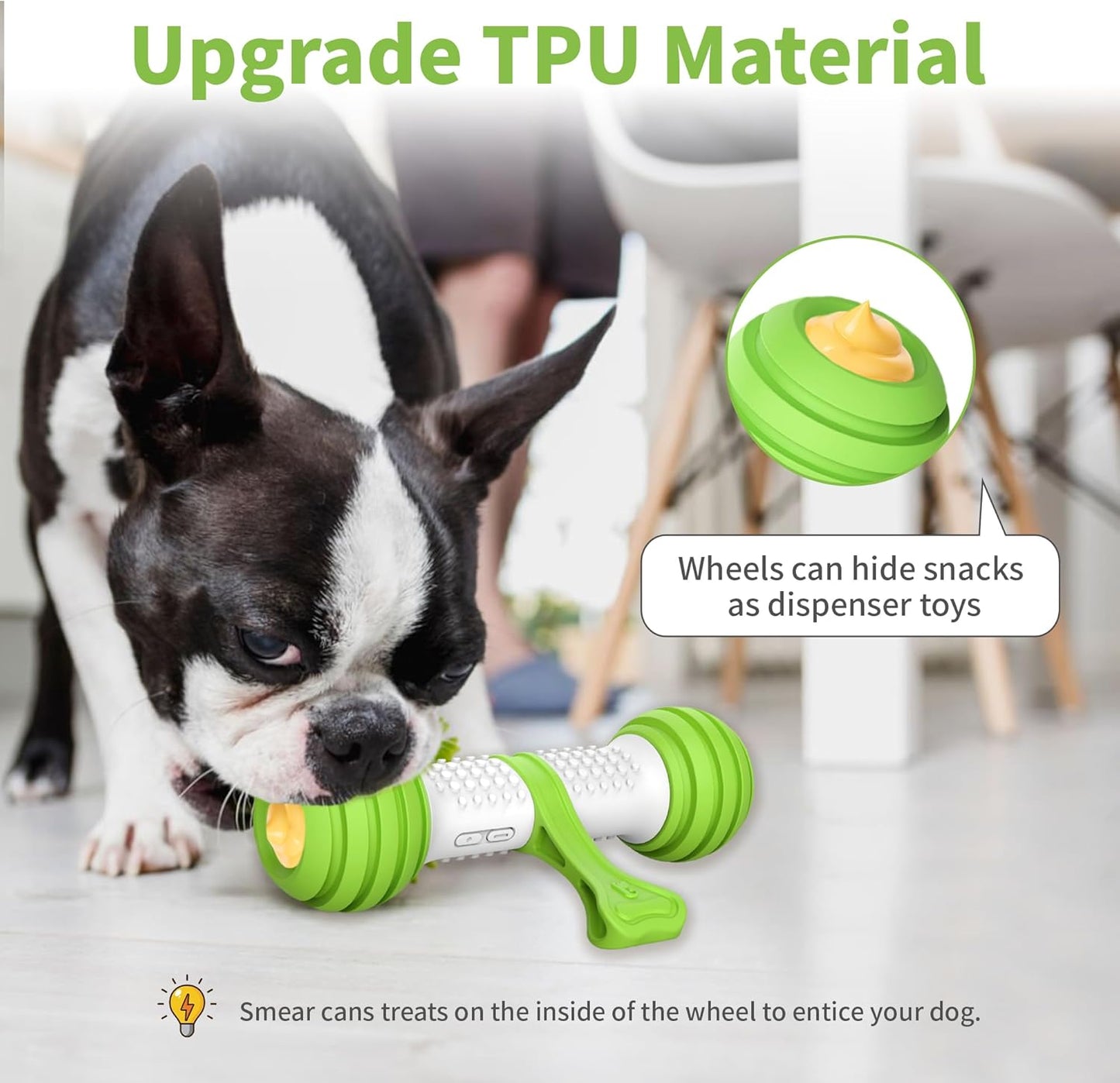 Interactive Dog Toys, Motion Activated Electronic Dog Toy Interactive Dog Bone Toys for Medium Large Dogs, USB Rechargeable Automatic Dog Toy for Boredom and Stimulating (Green)