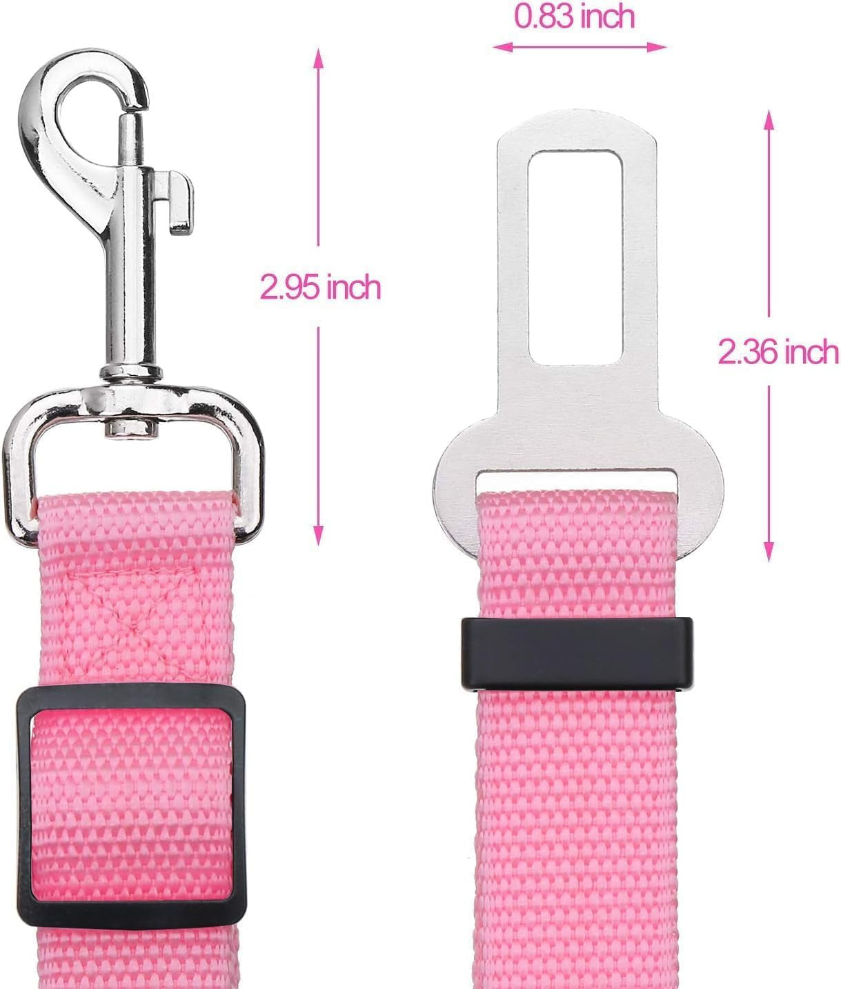 Adjustable Pet Car Seat Belt Set - Two Pack for Dogs and Cats (Black & Pink) - Safe and Stylish Travel Accessories