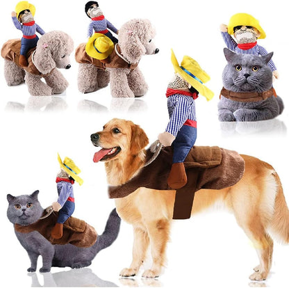 Halloween Cowboy Dog Cat Costume Clothes Novelty Funny Pets Party Cosplay Apparel Dog Riders Clothing (X-Large) | Cat Apparel,For Small Medium Dogs,Novelty,Funny,Pet Clothes,Party Dress Up,Costumes Suit,Vest