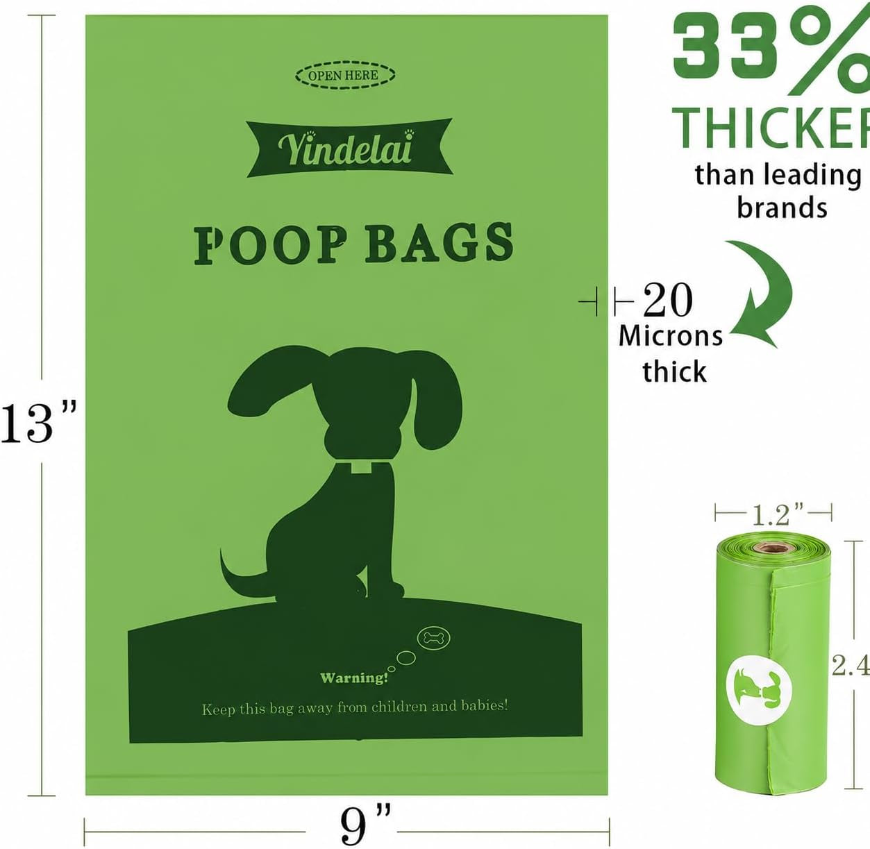 Dog Poop Bags Rolls with Dispenser– Keep Hands Clean 450 Count - Scented | Extra Thick Durable Leakproof Resistant 9 X 13 Inch Refill Rolls Waste Bags for Puppy Small Large Doggy Cleanup Travel