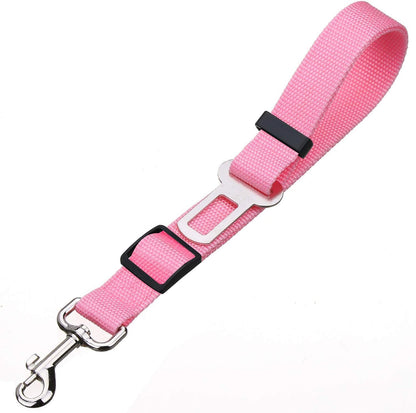Adjustable Pet Car Seat Belt Set - Two Pack for Dogs and Cats (Black & Pink) - Safe and Stylish Travel Accessories
