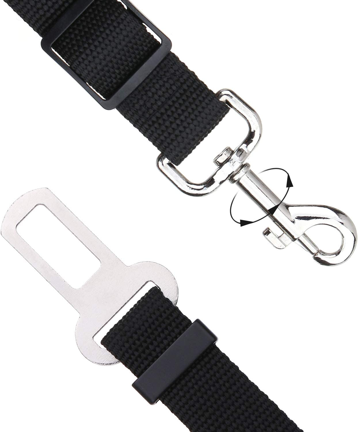 Adjustable Pet Car Seat Belt Set - Two Pack for Dogs and Cats (Black & Pink) - Safe and Stylish Travel Accessories