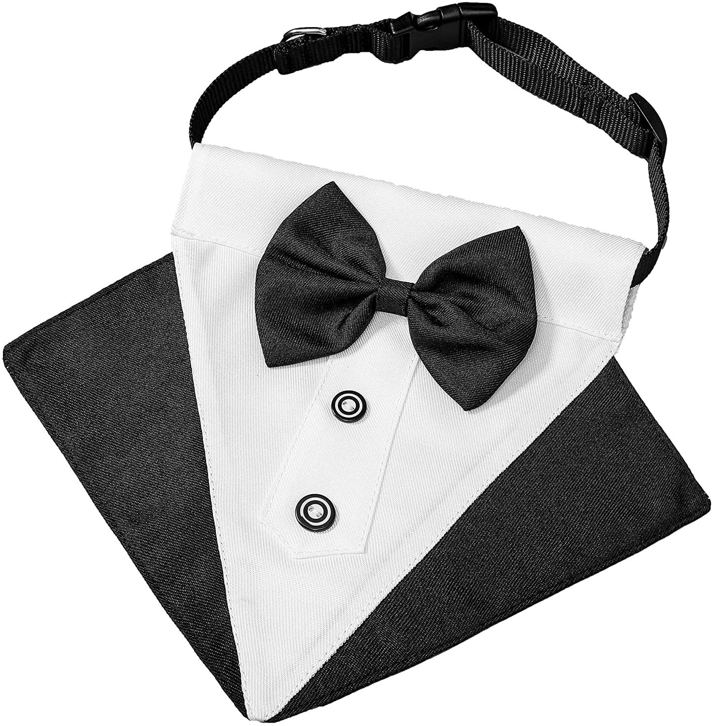 Dog Tuxedo Collar with Bow Tie, Wedding Dog Bandana, Black, Large | 3 Sizes, Adjustable Dog Bowtie Collar, Formal Dog Costume for Wedding Birthday, for Large Dogs