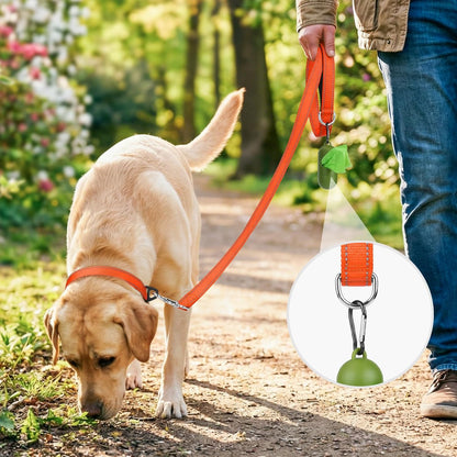 Reflective Dog Leash for Medium & Large Dogs, 5 FT X 1", Orange | Heavy Duty Nylon Webbing, Padded Handle for Comfort, Visible at Night, for Walking & Training