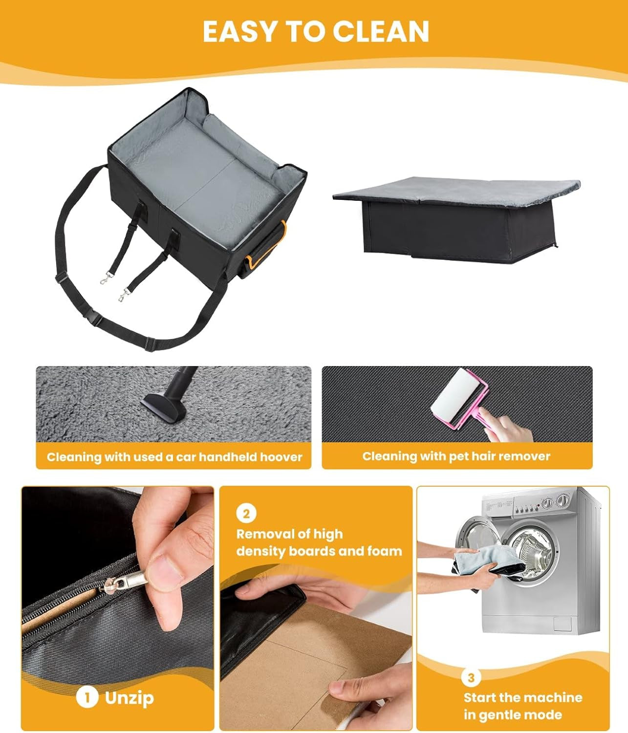 Dog Car Seat for Small Dogs, Elevated Dog Booster Seat Pet Travel Carrier Bed for Car with Adjustable Straps Pet Car Booster Seat for Small Dogs and Cats