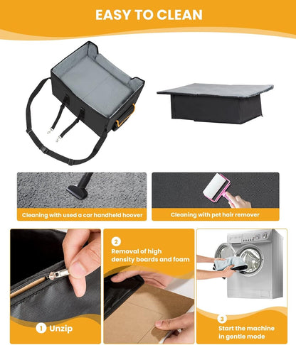 Dog Car Seat for Small Dogs, Elevated Dog Booster Seat Pet Travel Carrier Bed for Car with Adjustable Straps Pet Car Booster Seat for Small Dogs and Cats